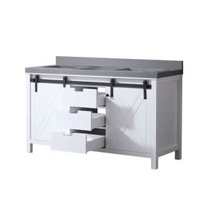 Mueble de Baño Doble Blanco con Encimera de Cuarzo Gris de 60 Pulgadas Ancho x 22 pulgadas Muebles de Baño D - Product Image 5