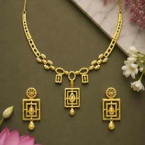 สร้อยคอทองเหลืองชุบทอง 14K18K24K แบบสั้น สไตล์ดูไบ เครื่องประดับแฟชั่นดีไซน์ดั้งเดิม ชุดเครื่องประดับขายส่ง - Product Image 2