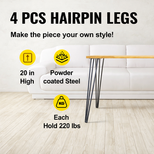 Hairpin Furniture <b>Legs</b> for DIY Desk Coffee Dining <b>Table</b> 20 inch Set of 4 Heavy Duty 3 Rod Metal <b>Table</b> <b>Legs</b> EDPTBL017 - Product Image 2
