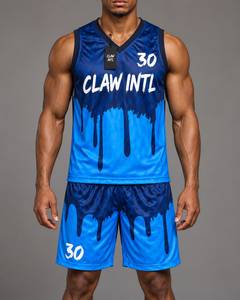 Conjunto de Uniforme de Baloncesto para Hombre Claw Intl, Diseño Blue Drip Print 30, Transpirable, de Poliéster - Product Image 1
