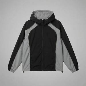 New Arrivals Custom Embroidery Logo Black Gray Men's Nylon <b>Wind</b> <b>Breaker</b> Trousers Sets For Summer Wear Men Sets Streetwear Jacket - Product Image 3