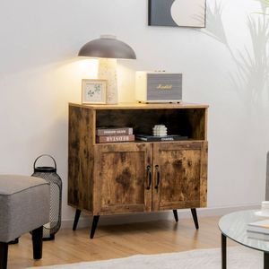 Mobiletto Moderno in Legno Stile Mid-Century con Portabicchieri per Vino, Ideale per Soggiorno, Camera da Letto e Home Bar - Product Image 6