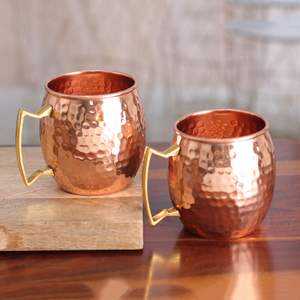 Tasses à café personnalisées en cuivre de haute qualité, 100% cuivre martelé, tasse Moscow Mule, avec couvercle et paille, prix bas - Product Image 1