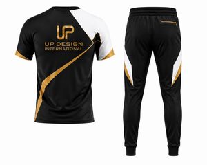 ชุดเสื้อยืดและกางเกงวอร์มโพลีเอสเตอร์แบบซับลิเมชั่นสำหรับผู้ชาย ชุดกีฬาออกกำลังกาย ฟิตเนส วิ่ง  รับผลิตแบบ OEM ODM - Product Image 3