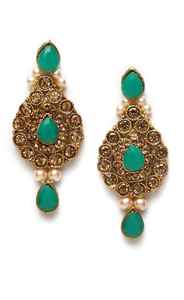 Indian Antique Gold Plated Zircon Red <b>Pearl</b> Beads Jewelry Set <b>Choker</b> Necklace Earrings Maang Tikka Traditional Wedding Party - Product Image 5