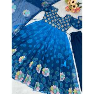 Vestido de noche de trabajo digital de diseñador con Pent y Dupatta para fiestas - Product Image 4