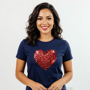 T-shirt pour femme bleu marine personnalisé, coton premium, imprimé cœur galaxie, fabricant de t-shirts pour femmes, fournisseur de vêtements en dropshipping - Product Image 3