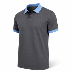 Wholesale Knitted 100% Cotton Breathable <b>Men's</b> <b>Shirts</b> <b>Cuban</b> Collar Custom Golf Tennis Wear Short Sleeve High Street Style - Product Image 2
