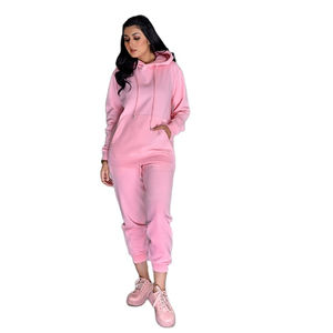 Ensemble de survêtement premium pour femme avec pierres brillantes, sweat à capuche et pantalon en coton doux, design en dentelle, logo personnalisé, vêtements de marque, épais et chaud - Product Image 1