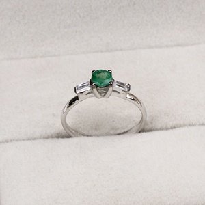 Wholesale 925 Solid Sterling <b>Silver</b> Natural <b>Emerald</b> Baguette Cubic Zirconia Three Stone <b>Ring</b> Fine Jewelry Memoria Jewels - Product Image 1