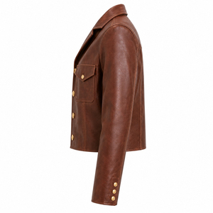 Women Winter <b>Leather</b> <b>Jacket</b> Classic Biker Style Zip Front Stand Collar <b>Long</b> Sleeve Casual Outerwear Slim Fit Breathable - Product Image 4