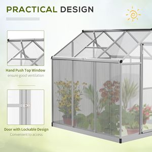 Serra in Policarbonato 6FT X 6FT con Ventilazione sul Tetto, Serra da Giardino per Hobby con Grondaia, Adatta anche per l'Uso Invernale - Product Image 5
