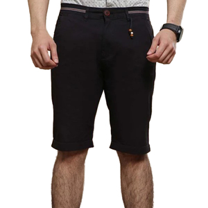 Pantalones Cortos Bermuda de Algodón Oxford Negros Sólidos para Hombre, Cintura Media, Cierre de Botones, Estilo Casual, Tejido Transpirable, Personalizables - Product Image 5