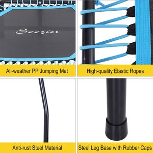 4.5ft Portable and Foldable Blue Exercise <b>Trampoline</b> Heavy Duty Design with Adjustable T Bar Fitness <b>Trampoline</b> - Product Image 5