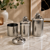 Ensemble de boîtes de rangement de cuisine en acier inoxydable à effet martelé de qualité supérieure avec plateau de service décoratif, ensemble de contenants alimentaires modernes