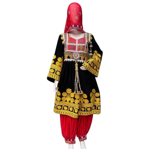 Vestido Afgano Kuchi Étnico Tribal Multicolor Vintage, Vestido Afgano Bordado para Fiesta, Cultura Tradicional Pashtun - Product Image 1