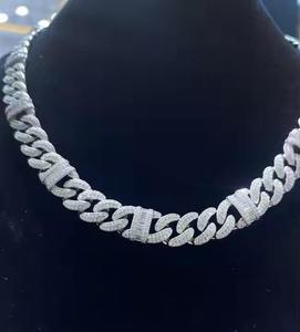 Collier de luxe en maille cubaine glacée, plaqué or rose, inspiré de la moissanite, chaîne statement, cadeau unisexe pour mariage et fiançailles - Product Image 1