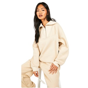 Ensemble de survêtement tendance pour femme : sweat à capuche oversize à épaules tombantes et pantalon de jogging en molleton épais 400 GSM, grandes tailles - Product Image 1