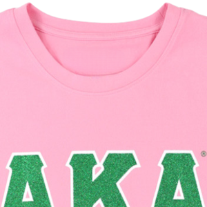 T-shirt AKA Glitter Dry Fit pour femme, rose, sororité grecque, évacuation de l'humidité, athlétique, décontracté, coupe élégante - Product Image 5