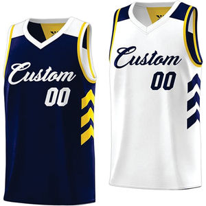 Nouveau design léger, maillot de basket imprimé à col en V réversible, tissu 100% polyester, personnalisable, séchage rapide, unisexe - Product Image 1