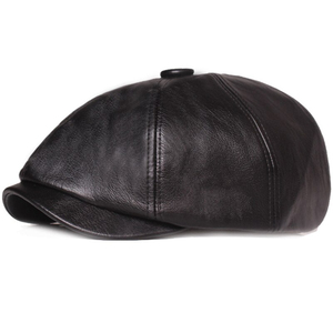 Blue Leather <b>Newsboy</b> Cap Unisex Casual <b>Hat</b> for Adults Spring Autumn 56-58CM - Product Image 3