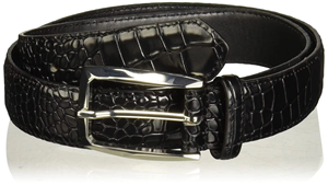 Cinturón de Cuero Genuino con Patrón de Cocodrilo Azul, Estilo Formal, Moldeado en una Sola Pieza, Hebilla de Pin Resistente, Diseño Rectangular - Product Image 4