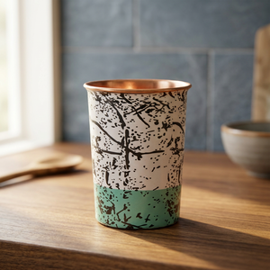 Abstract Art Copper Tumbler Modern Printed Water Glass Minimalist Copper Drinking Cup Contemporary Home <b>Kitchen</b> Drinkware - Product Image 1