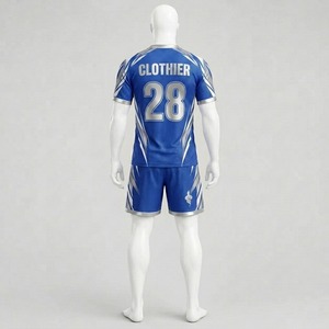 Premium-Qualität Blaues Sublimations-Fußballtrikot-Set Herren Erwachsene Atmungsaktive Polyester-Uniform Nummer 28 Team-Fußballausrüstung - Product Image 4