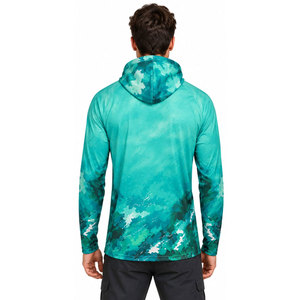 Vente en gros de maillots de pêche à capuche pour hommes UPF50, à séchage rapide, anti-UV, en polyester, à manches longues, avec design par sublimation - Product Image 3