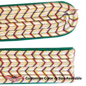 KEW Vintage Embroidered <b>Braided</b> Epaulettes Beige Chevron Pattern Green Trim Elegant Shoulder Board Garment <b>Accessory</b> Durable - Product Image 2