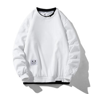 Custom StreetWear Blank Pullover Double Rib Sweatshirt Nylon/Cotton Plain <b>Thick</b> Crew Neck for Men Spring Embroidered - Product Image 5