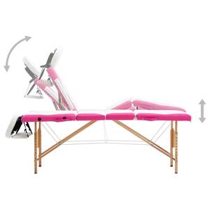 Table de massage pliable 4 zones en blanc et rose, options de couleur bois - Product Image 5