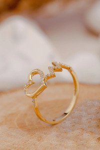 Yellow Gold Heartbeat Lab Grown Diamond <b>Open</b> <b>Ring</b> - Product Image 4