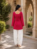 Ensemble Kurti court imprimé miroir avec pantalon Dhoti pour femme – Collection coordonnée de mode décontractée ethnique indienne