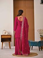 Traje Sharara Étnico Indio Pakistaní de Diseño Moderno, Tejido Georgette Pesado, Tradicional para Invierno y Verano, Cosido, para Fiesta