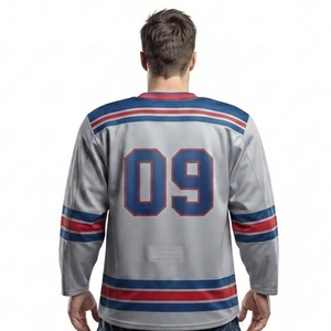 Maillot de hockey sur glace sublimé pour homme avec logo d'équipe personnalisé, col en V, manches longues - Respirant, séchage rapide, écologique - Product Image 2