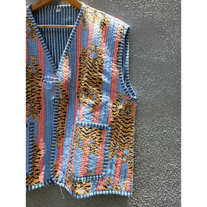 Chaleco acolchado sin mangas para mujer, estampado de tigre, abrigo de algodón, ropa exterior informal de invierno con bolsillos, chaleco acolchado, regalo para ella - Product Image 3