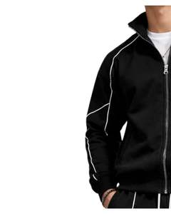 Ensemble de survêtement noir personnalisé pour homme, veste zippée intégrale et pantalon de jogging, sport, streetwear, tenue d'entraînement en molleton personnalisée - Product Image 5