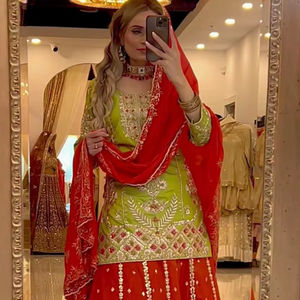 Punjabi estilo Georgette seda Modal Salwar Kameez mangas largas diseño bordado fiesta festiva desgaste de alta calidad - Product Image 1