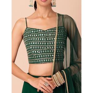 Les événements en Georgette vert foncé attrayants portent Lehenga Choli avec Dupatta - Product Image 3
