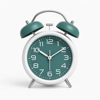 Jam Alarm Analog Quartz Retro Klasik dengan Dua Bel |   Lampu Malam Tenaga Baterai untuk Meja Luar Ruangan, Logam, Tanpa Suara Tik-tok