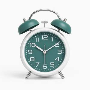 Reloj Despertador Analógico de Cuarzo con Doble Campana, Estilo Retro Clásico |   Reloj de mesa silencioso sin tictac, timbre fuerte, luz nocturna, esfera luminosa, oficina - Product Image 3