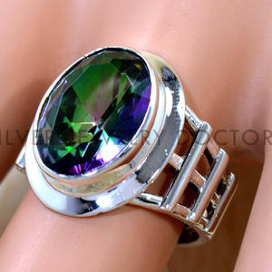 แหวนพลอยโทแพซธรรมชาติ แหวนเงินแท้ 925 ทำมือ ราคาขายส่ง เครื่องประดับเงิน - Product Image 3