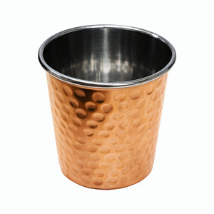 Verre à boire rétro à double paroi en acier cuivré martelé |   Gobelet isotherme en acier inoxydable |   Jus traditionnel indien - Product Image 1