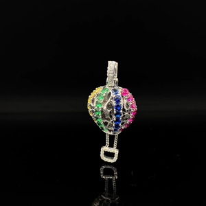 Pendentif Charme Grand Couronne Ice Drip en Alliage Plaqué Rhodium Argenté avec Diamants pour Homme et Unisexe, Collection Ice Legacy - Product Image 1