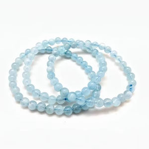 Hot Sale Premium Grade Feng Shui <b>Aquamarine</b> Crystal Beaded <b>Bracelet</b> Handmade Women's Men's Natural Healing Stone Elastic - Product Image 1