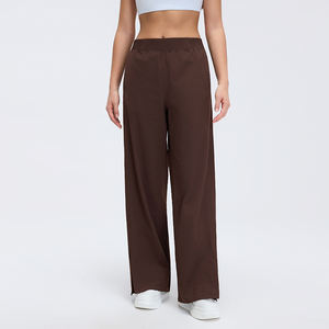 Pantalon large pour femme, extensible dans 4 directions, léger, résistant à l'eau, décontracté, avec taille haute élastique et ourlet fendu - Product Image 3