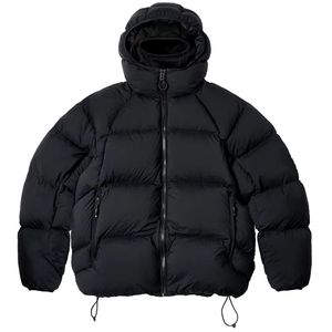 Blouson matelassé noir avec capuche et fermeture éclair, veste d'hiver pour la randonnée, blouson matelassé épais et chaud pour hommes - Product Image 6