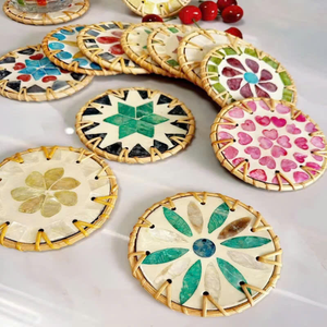 Juego de Platos de Ratán Hechos a Mano, Posavasos Tejidos Naturales, Decoración Ecológica para Mesa de Cocina, TUYET DUNG, Diseño Clásico de Flores, Hecho en Vietnam - Product Image 2