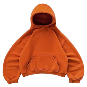 Hoodie personnalisé surdimensionné en molleton doux de coton pour homme, coupe courte, épaules tombantes, style boxy, avec impression en relief - Product Image 2
